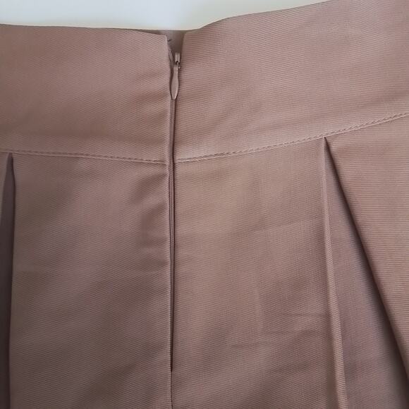 Zara Womens Skirt M Pink Black Beige Color Block Canvas pleated Mini Zipper - Picture 6 of 9